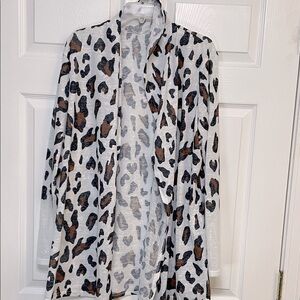 Leopard Print Open Front Cardigan